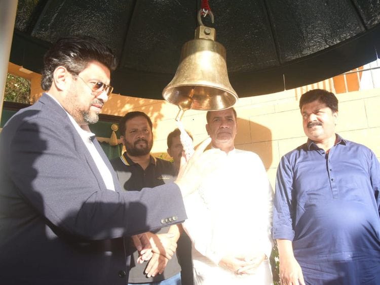 Sindh Governor Kamran Khan Tessori himself rings the bill at its inauguration at Governor House.