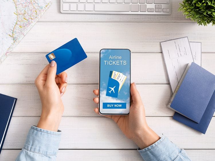 Airline ticket travel booking price card