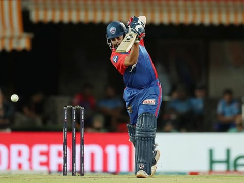 Prithvi Shaw of the Delhi Capitals in action in the Tata Indian Premier League match against the Punjab Kings at the Himachal Pradesh Cricket Association Stadium, Dharamsala, on May 17, 2023. Shaw, who has struggled to score this season, finally found form to score 54. 