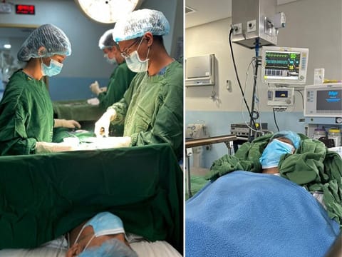 "Appendectomy is always an emergency,” the surgeon Dr Khem Perez (right, in the left photo) said.