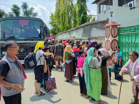 Civilians being rescued by Indian Army and Assam Rifles from the violence-affected Manipur, on Monday, May 29, 2023. 