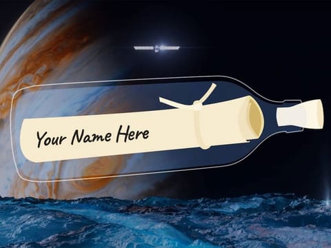 The “Message in a Bottle” campaign offers everyone the opportunity to have their name stenciled onto a microchip bearing U.S. Poet Laureate Ada Limón’s “In Praise of Mystery: A Poem for Europa.” 