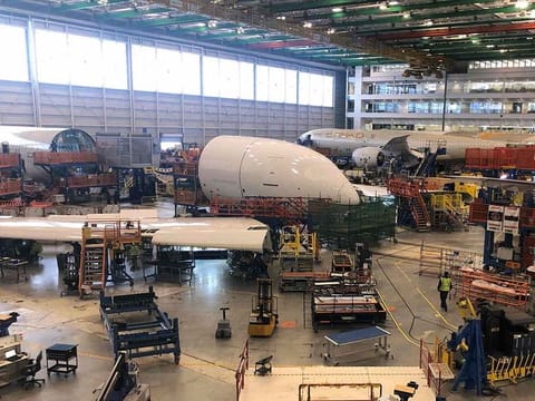 Boeing 787 Dreamliners are built at the aviation company's North Charleston, South Carolina, assembly plant. 
