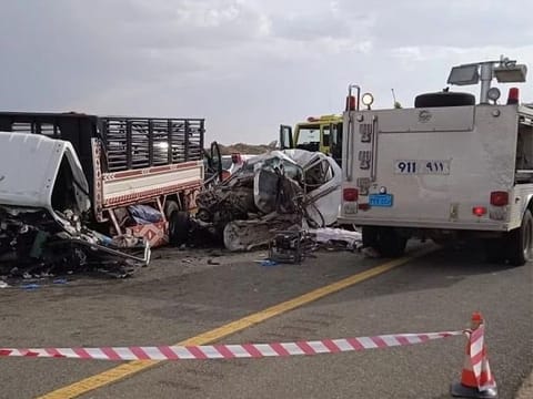 The four, who included a woman, died on the spot while the truck driver was hospitalised with multiple injuries. 