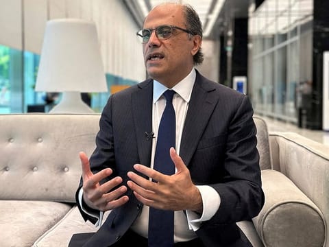 Jihad Azour attends an interview with Reuters in Dubai on May 2, 2023.  