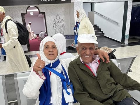 Moroccan Zahia and her husband heading to Hajj.