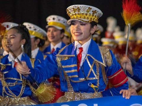 A marching band at the event on Saturday at Dubai World Trade Centre