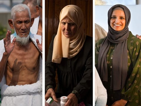 From left: Husin bin Nisan, Huda Zaqqout and Saadiha who are heading to Mecca to perform Hajj.