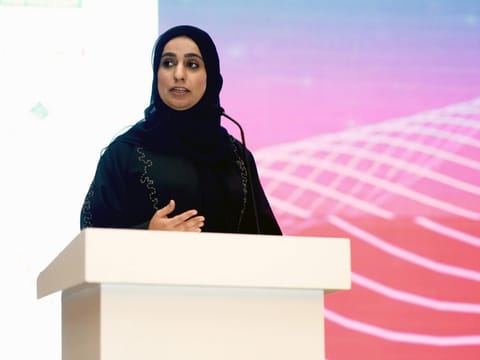 Dr. Bushra Al BlooshiHead of Research & Innovation, Dubai Electronic Security Center, Digital Dubai Authority, delivers a keynote at the Gulf News Cybersecurity Forum 2023.