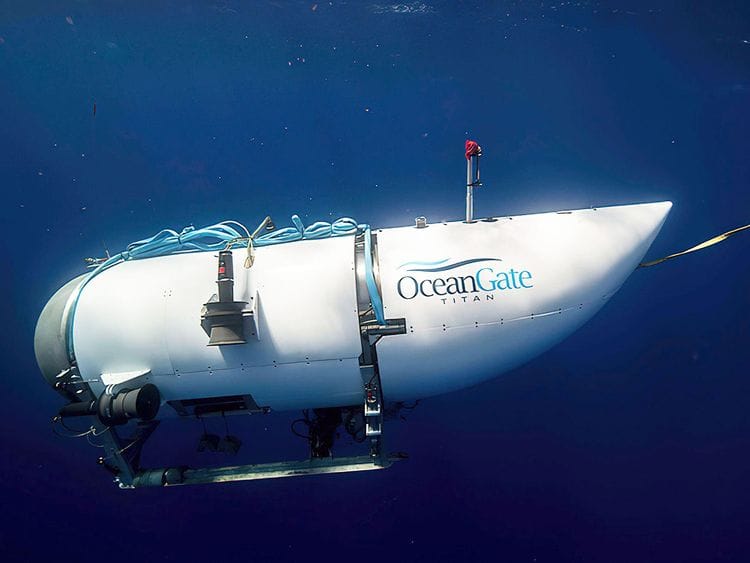 A file picture of the OceanGate Titan, the submersible vessel used to visit the wreckage site of the Titanic.