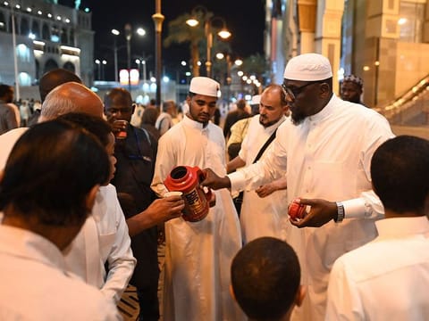 A Saudi family distributes free tea to pilgrims during Hajj last year. Pilgrims participating in the upcoming Hajj are being warned against engaging in unauthorised fundraising activities.