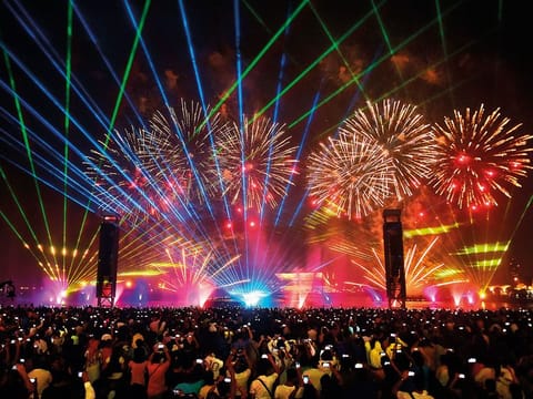 Archive image of a fireworks and light display in UAE