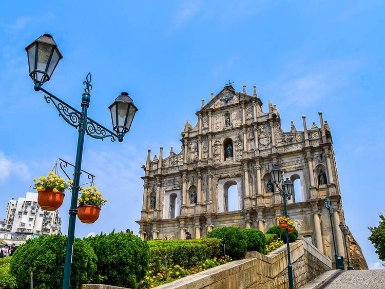 Ruins of St. Paul's in Macau. Citizens from 81 countries can visit Macau for a stay of up to 14, 30, 90 and 180 days.