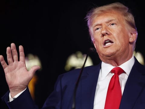 Trump delivers remarks at a Nevada Republican volunteer recruiting event at Fervent: A Calvary Chapel on July 8, 2023 in Las Vegas, Nevada. Trump is the current frontrunner for the 2024 Republican presidential nomination amid a growing field of candidates. 