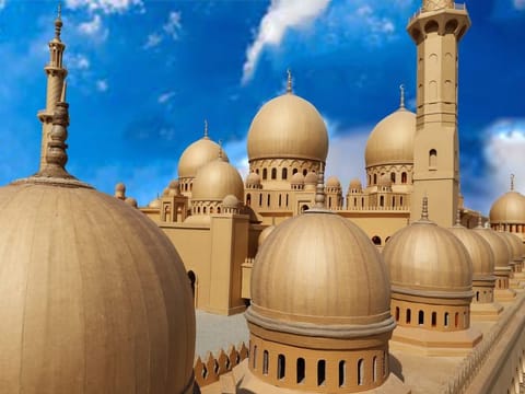 Dubai inmates made this miniature mosque, approximately 16 meters long by 11.5 meters wide. It is a replica of the Sheikh Zayed Grand Mosque in Abu Dhabi. 