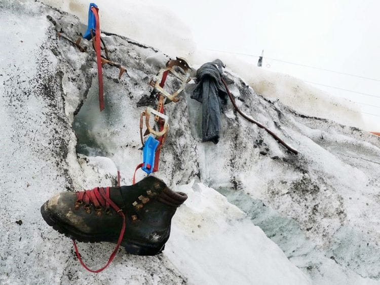 A boot that belonged to a German climber 