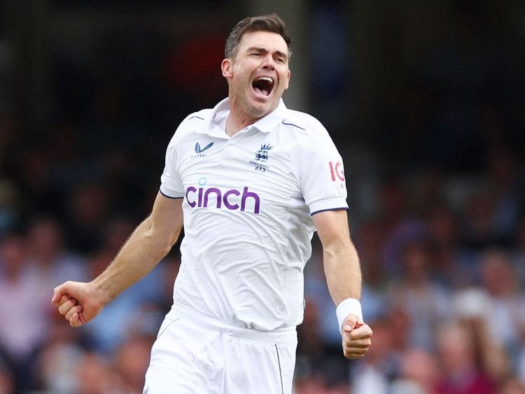 England's James Anderson celebrates 