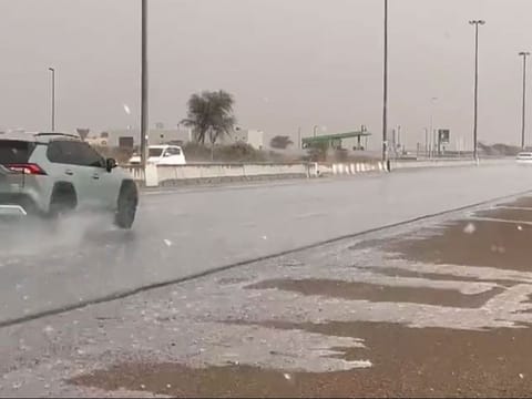 Hail in Sharjah's Al Madam area