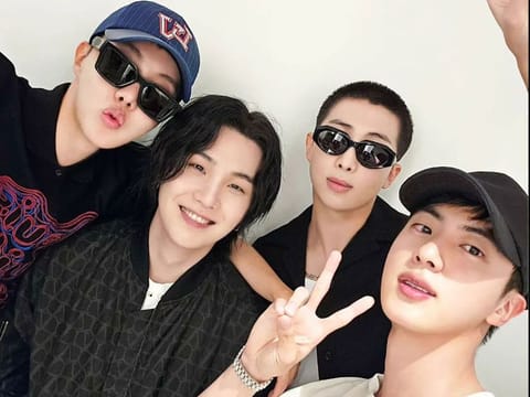 BTS' Jin shares pics with RM, Suga and J-hope at D Day The Final encore concert in Seoul with the captions "Love BTS love ARMY".
