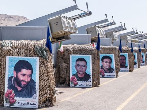 Iranian missile systems are displayed during the ceremony of joining the IRGC Navy at an undisclosed location in Iran, in this handout image obtained on August 5, 2023.  