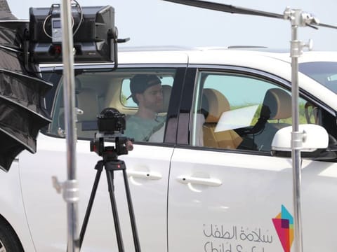 A volunteer is sitting in the switched off locked car in a hot summer day as part of experiment conducted by the Child Safety Department (CSD) in Sharjah to create awareness about leaving children in locked cars
