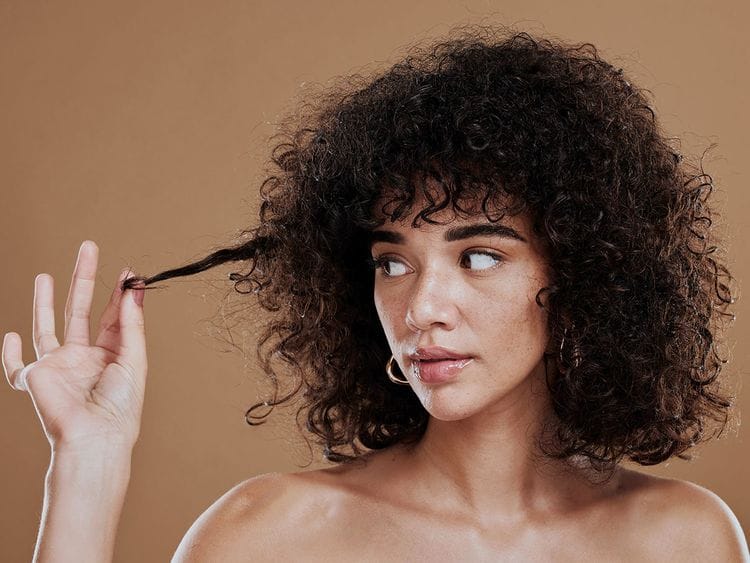 Woman with curly hair