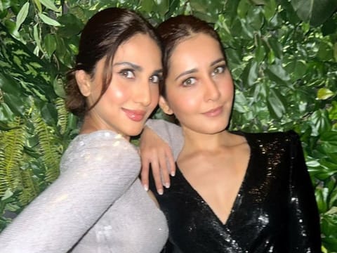 Bollywood actress Vaani Kapoor with actress Raashii Khanna in Dubai.