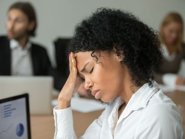 Person sad at office