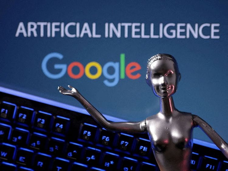 Google logo and AI Artificial Intelligence words are seen in this illustration taken, May 4, 2023. 