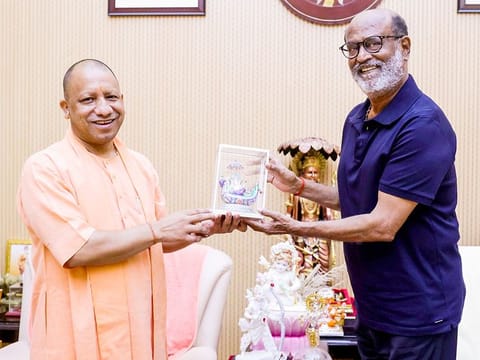 Superstar Rajinikanth met Uttar Pradesh CM Yogi Adityanath at his residence in Lucknow recently 