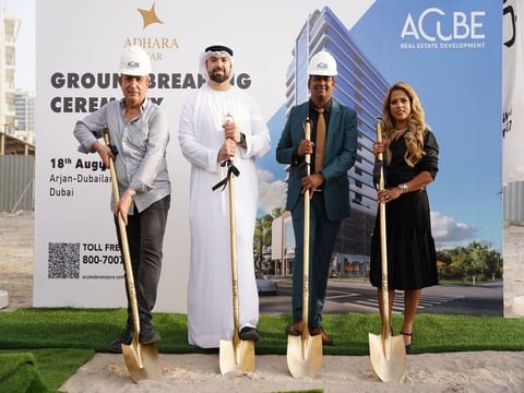 Imad Eddin Khalil, General Manager/Partner, New System Engineering; Abdulla Saffarini, Development Manager, Adnan Saffarini Engineering Consultant, Ramjee Iyer, CEO & Founder, Acube Real Estate Development; and Archana Iyer, Director - Design at Acube Real Estate Development