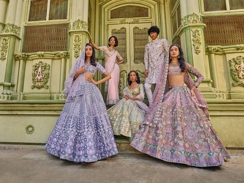 new fashion dress in india Wine Embroidered Front-Slit Palazzo Outfit – Palkhi Fashion main image 0