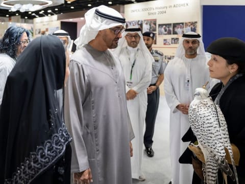 His Highness Sheikh Mohamed bin Zayed Al Nahyan, UAE President,  tours the Abu Dhabi International Hunting and Equestrian Exhibition (ADIHEX).