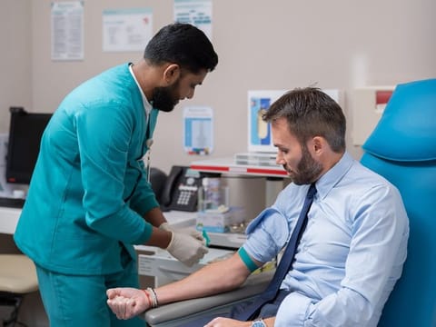 A blood test is part of health screenings needed to complete visa formalities 
