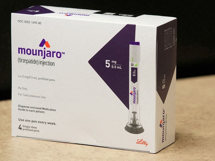 A box of Mounjaro, a tirzepatide injection drug used for treating type 2 diabetes. 