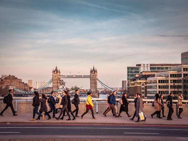 London office workers Bridge