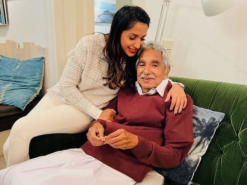 Achu Oommen, with her father Oommen Chandy, two-time former chief minister of the south Indian state of Kerala. She has opened up about how she faced cyberbullying following her father’s passing away in India.