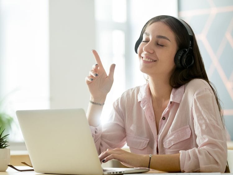 Person listening to music