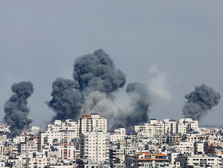 Smoke rises following Israeli strikes in Gaza