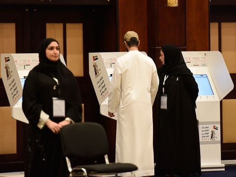 Voters at Dubai World Trade Centre.