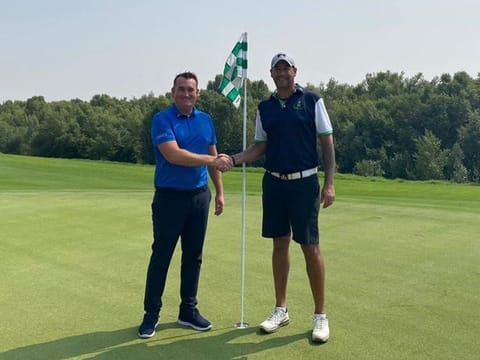 Simon Dunn (right) with Stephen Payne, Golf Operations Manager