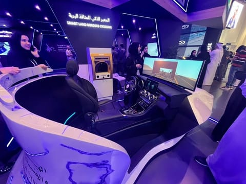 A simulation of the new 'Smart Land Border Crossing' system on display at Gitex 2023. 
