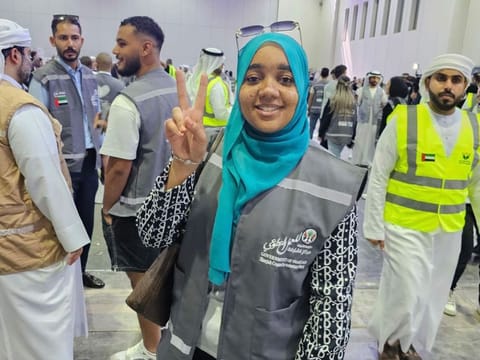 Shatha, an Algerian volunteer, was among the thousands who offered their services at the Sharjah relief for Gaza campaign today.