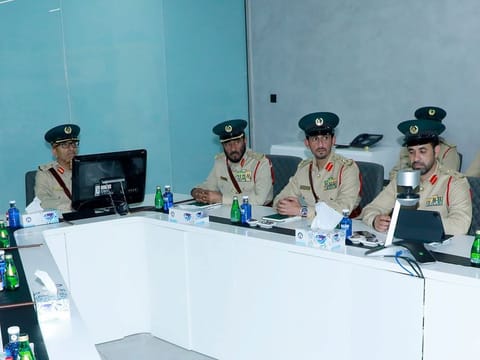 Top officials of Dubai Police at a meeting in Dubai on Monday.