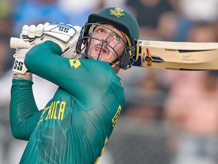 South Africa's Quinton de Kock plays a shot 