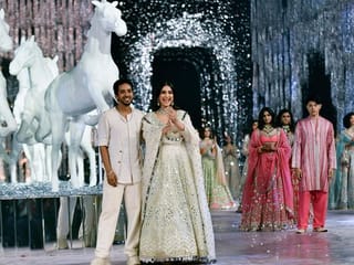 Bollywood actress Sonam Kapoor walks the ramp for the first time after giving birth to son Vayu