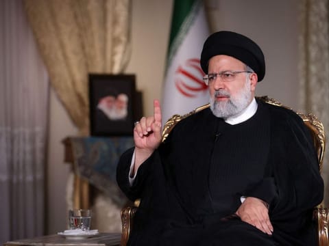 Raisi during an interview with the Qatari state-owned news television network Al Jazeera in Tehran.  