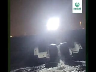 Watch: Dubai Police rescue boat moments before collision with breakwater