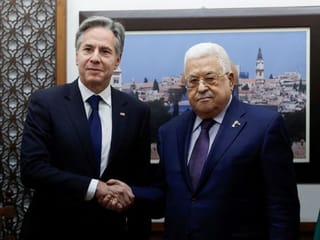 Palestinian president Abbas decries Israel’s ‘genocide’ in Gaza to Blinken