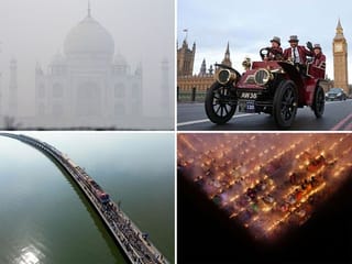 Taj Mahal in smog, 'floating train', Veteran Car Run and more: Top 10 pictures of the week from around